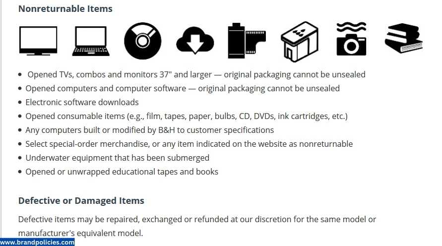 b & h photo video return policy guide